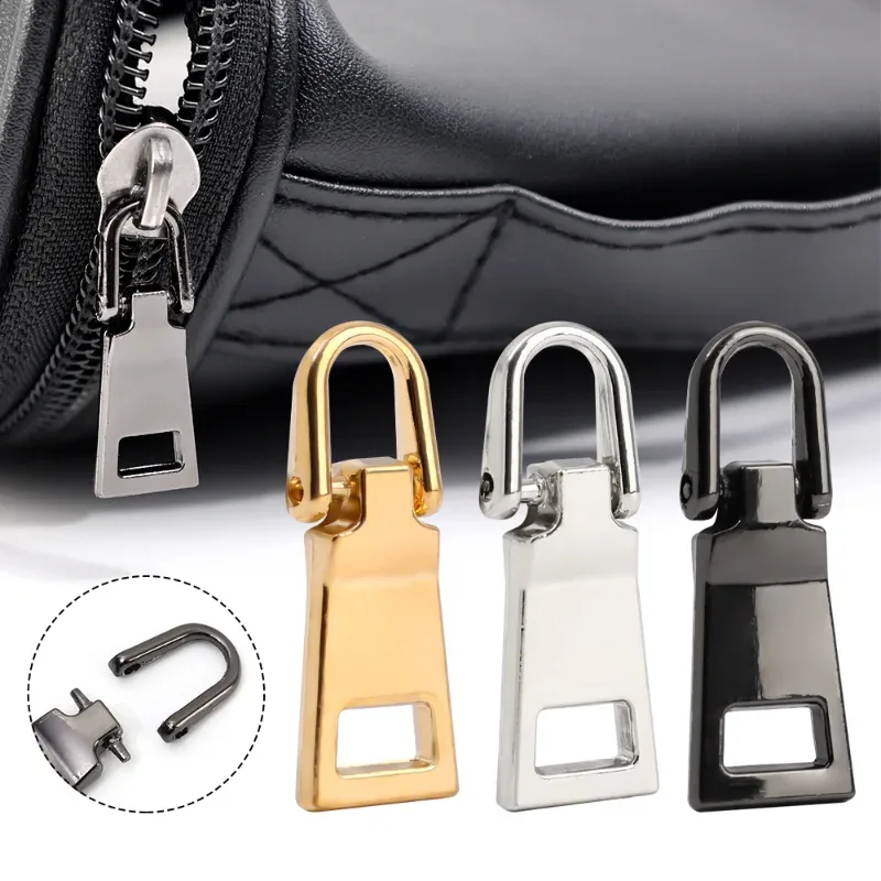 Curseur de fermeture éclair en acier inoxydable pour vêtements, Kit de réparation de fermeture éclair, traction pour curseur de fermeture éclair, accessoires de couture, Kits de couture, 3 pièces