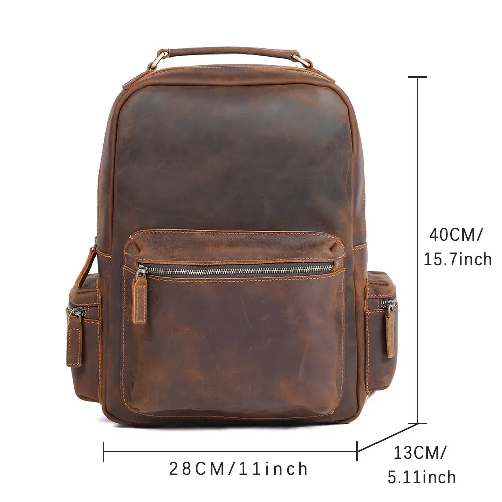 s.worker – sac à dos vintage en cuir véritable pour hommes, grand sac à bandoulière en cuir de vache pour ordinateur portable, sac d'école classique vintage crazy horse