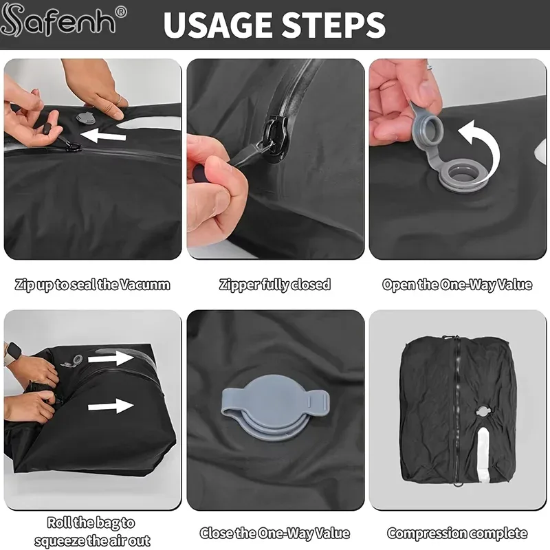 sacs sous vide professionnels pour bagages de voyage, sac de compression sous vide, sac sous vide réutilisable, gain de place 60%, sac scellé sous vide de voyage