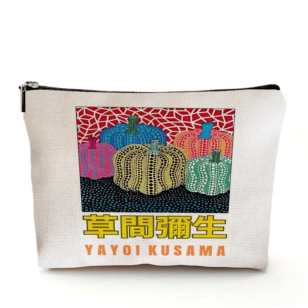 yayoi kusama pochette de maquillage japonais pop art à pois art design floral étui à cosmétiques mode dame beauté sac de rangement à la mode