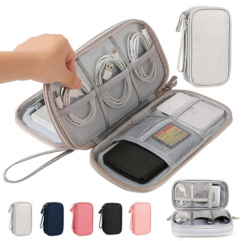 Sac de rangement numérique portable multicolore pour voyage - Pochette organisatrice de câbles électroniques pour chargeurs, câbles USB, batteries externes, écouteurs