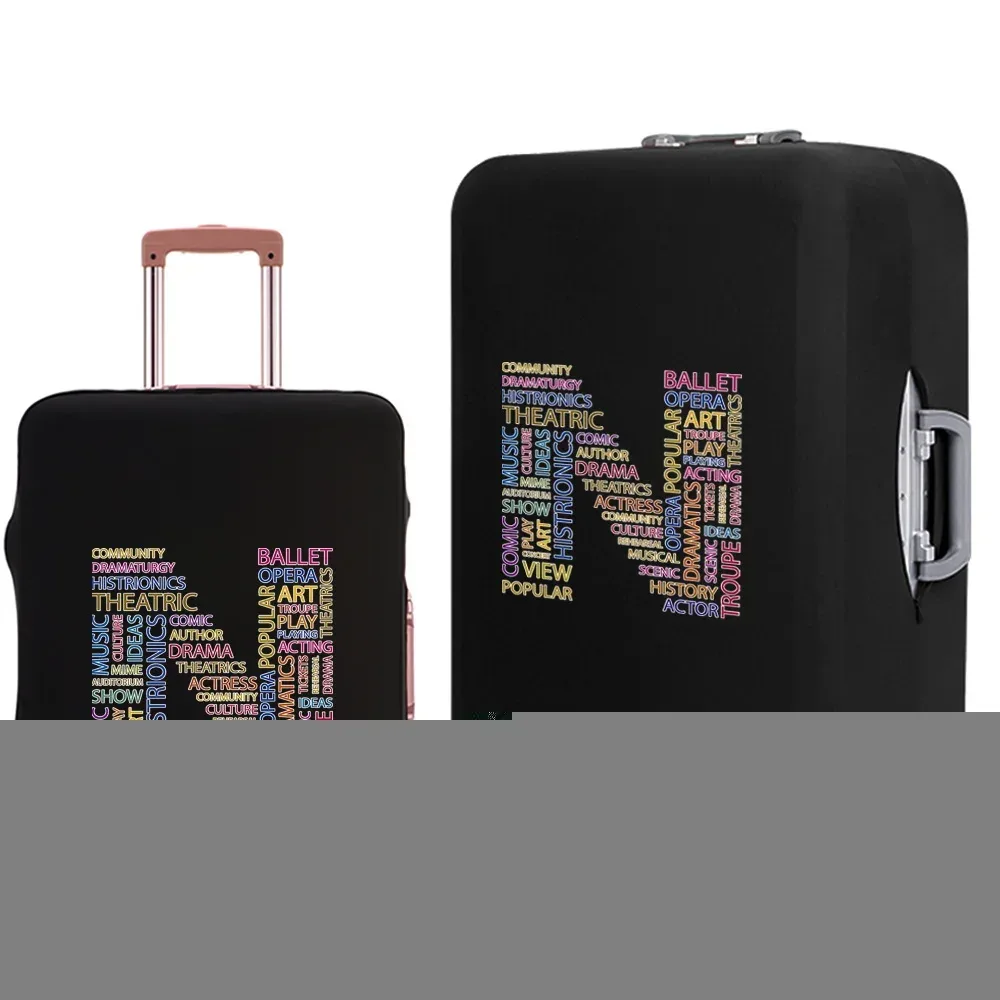 étui à bagages 2022, housse de protection avec texte 26 lettres, motif de voyage, élastique, housse anti-poussière pour valise de 18 à 28 pouces
