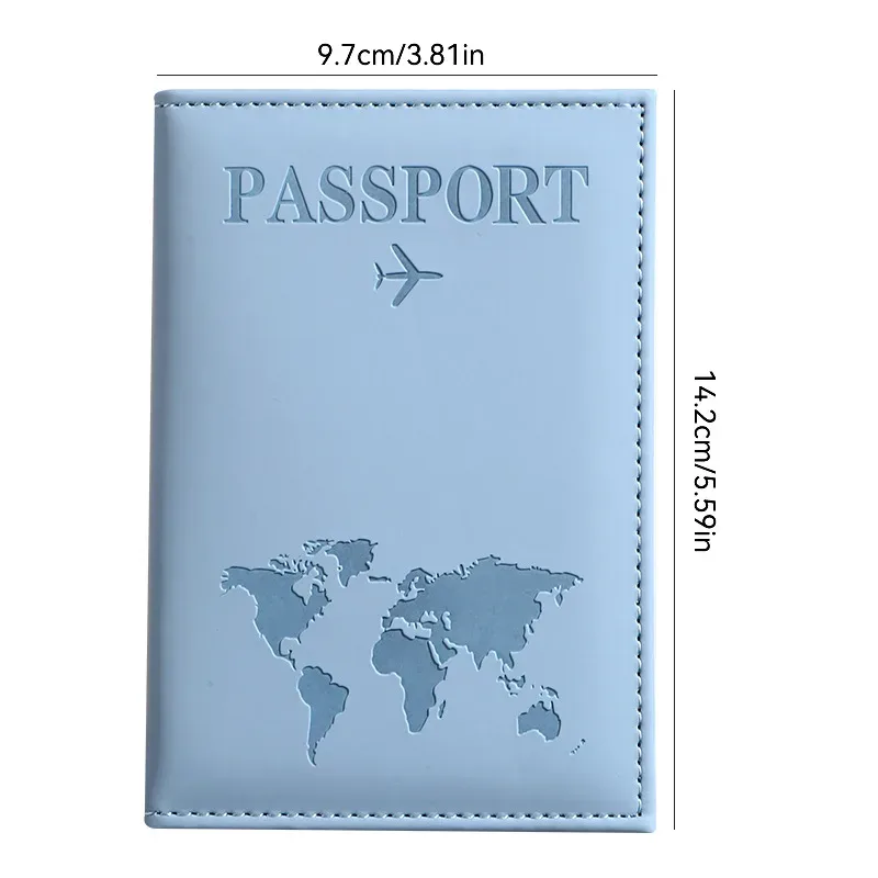 housse de passeport en cuir pu pour hommes et femmes - organisateur - porte-cartes de protection - housses de documents d'identité - étui de passeport de voyage avec carte du monde