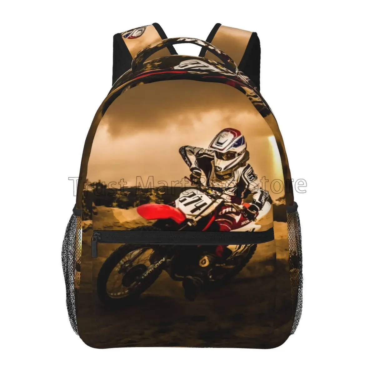 sac à dos de vélo de motocross pour garçons et filles, sac de jour universitaire décontracté, sac de voyage pour ordinateur portable, sac de retour à l'école, d343