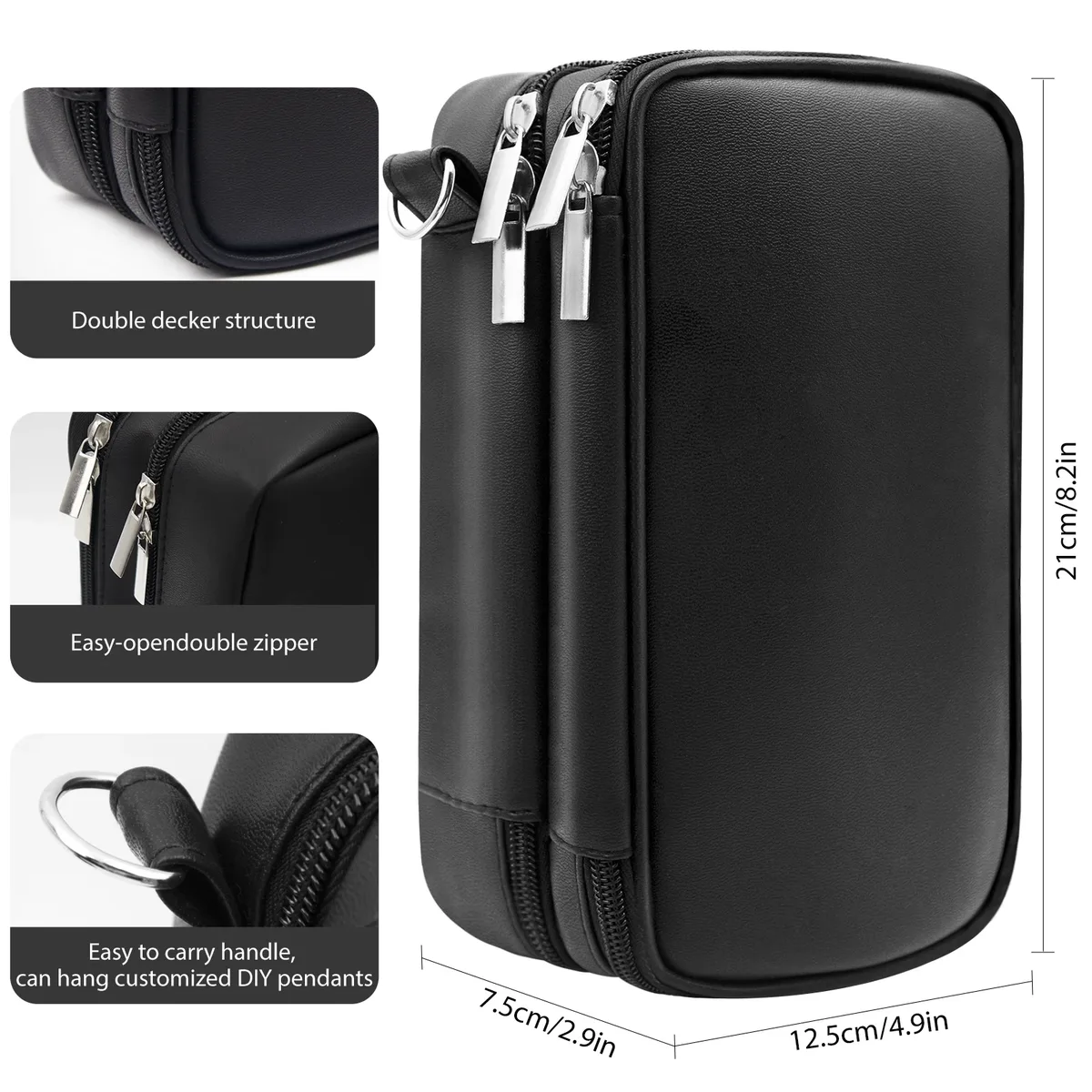 sac à insuline pour diabétiques – étui double couche en cuir pu pour stylos à insuline, kits de test, organisateur médical de voyage avec poignée
