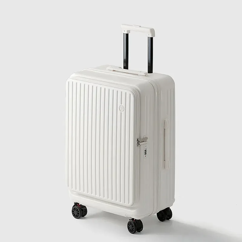 valise multifonctionnelle extensible à ouverture frontale avec porte-gobelet, crochet, frein, roues silencieuses et serrure à combinaison