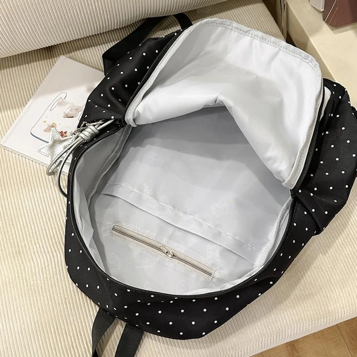 sac à dos en nylon à pois tendance, sac à dos pour clavier de piano avec pendentif, sac à dos quotidien pour adolescentes, sacs à dos mignons, grand sac de voyage, sac pour ordinateur portable