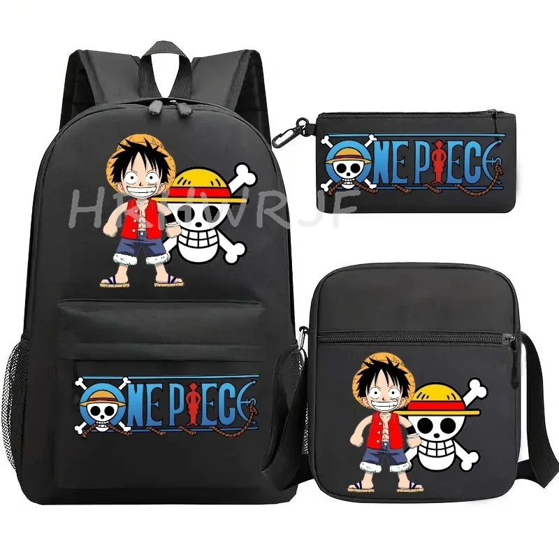 sac à dos one picec monkey d luffy, 3 pièces, sacs d'école pour garçons, sac à dos léger pour ordinateur portable, capacité pour étudiants, mochilas de voyage
