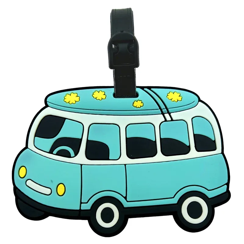 étiquette de bagage en forme de crème glacée mignonne, conception d'image de dessin animé pour enfants et filles, document de voyage et clip d'adresse en pvc durable, adapté