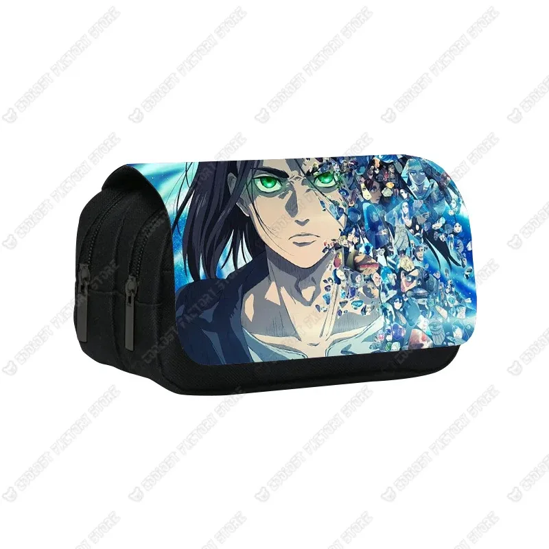 trousse à cosmétiques shingeki no kyojin, sac à stylos, levi eren, boîte à crayons, porte-brosse, étuis scolaires, anime attack on titan