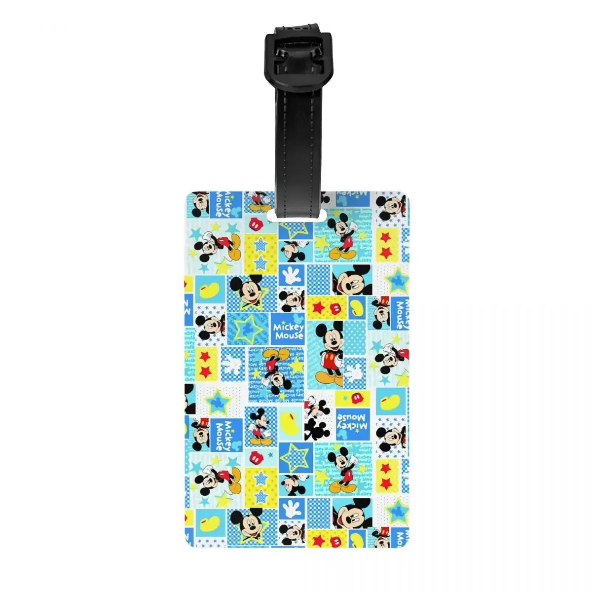 étiquette de bagage personnalisée m-mouse pour valises, étiquettes de bagage mignonnes de dessins animés, étiquette d'identification avec couverture de confidentialité