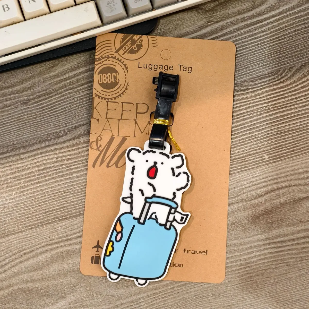 étiquette de bagage d88ck motif chien de dessin animé en pvc souple, pendentif de valise de voyage, accessoire d'identification de bagages