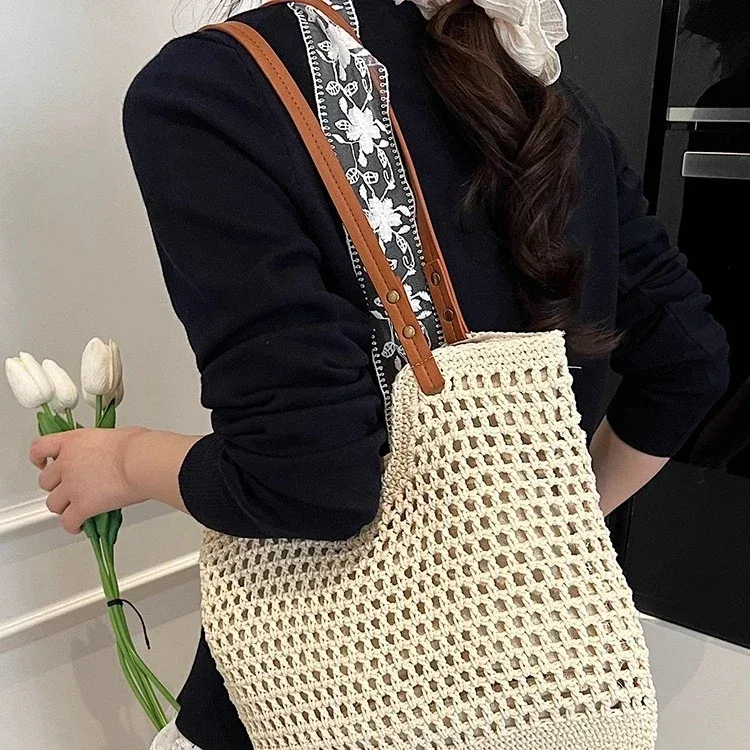 2 ensembles de sangles de sac faites à la main en cuir pu, poignées de remplacement pour sacs tissés à la mode, accessoires de bricolage, sangles fourre-tout pour sac à main à bandoulière
