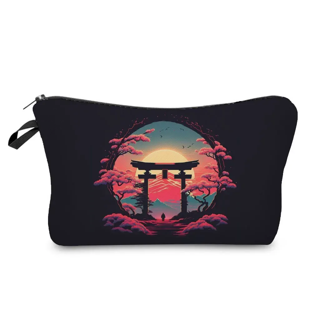 ukiyoe – mini trousse de maquillage pour femmes, design japonais, grue de styliste, trousse de toilette de voyage de plage, trousse à cosmétiques écologique réutilisable