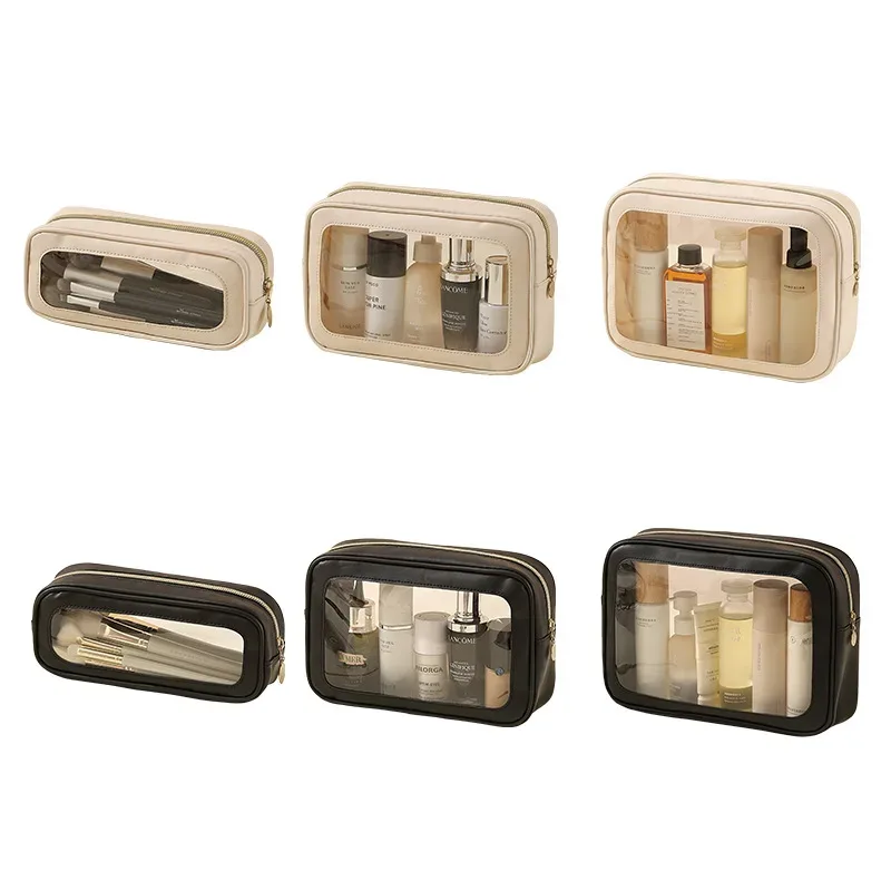 nouvelle trousse de maquillage en pvc transparente, sac de rangement polyvalent grande capacité, étanche, portable pour l'extérieur