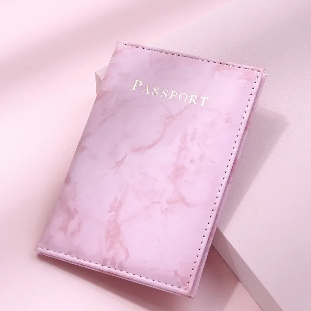 couverture de passeport en cuir pu pour femmes et hommes, style marbre, carte d'identité de voyage, porte-passeport, billet de protection, pochette portefeuille