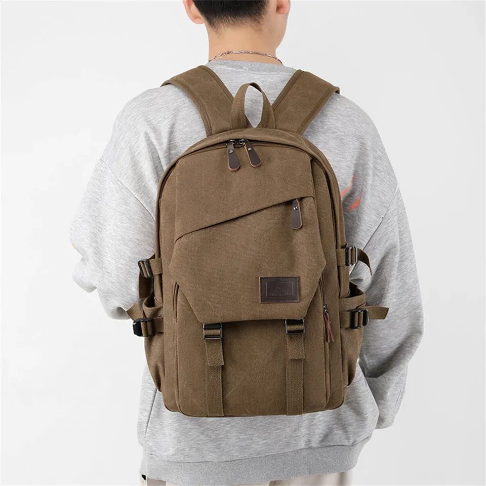 sac à dos en toile de grande capacité pour hommes, sacs d'école pour adolescents, sac de voyage antivol, sac initié, haute qualité