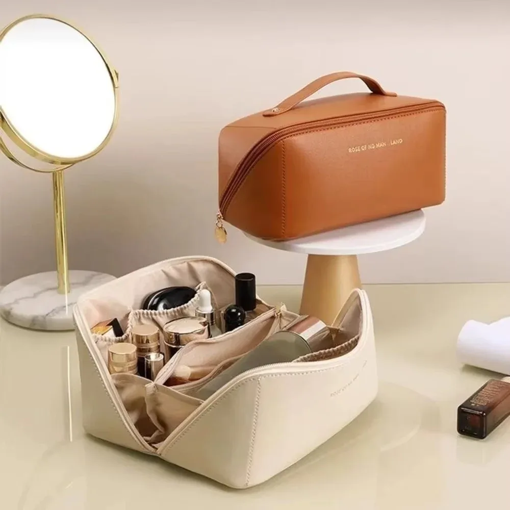 sac de rangement cosmétique de luxe portable, trousse de maquillage de voyage grande capacité pour femmes, sac de rangement de toilette multifonctionnel imperméable