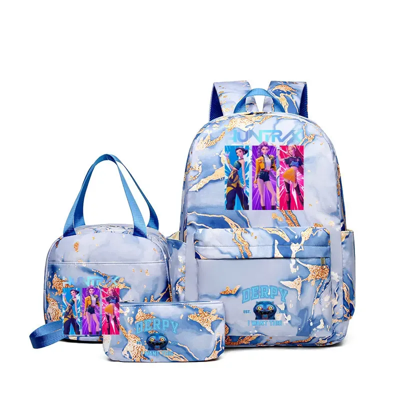 sacs à dos kpop demon hunters avec sacs à déjeuner, sacs d'école légers pour étudiants et adolescents, sac de voyage décontracté pour femmes, 3 pièces/ensembles