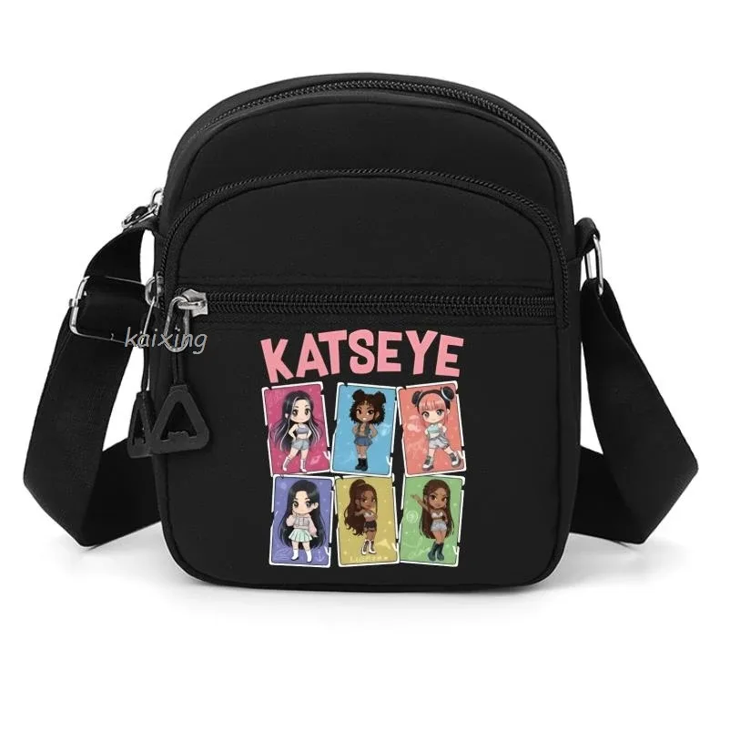 nouveau sac à bandoulière katseye à imprimé amusant pour hommes et femmes, pochette à bandoulière imprimée, grande capacité, pochette de rangement élégante, meilleurs cadeaux