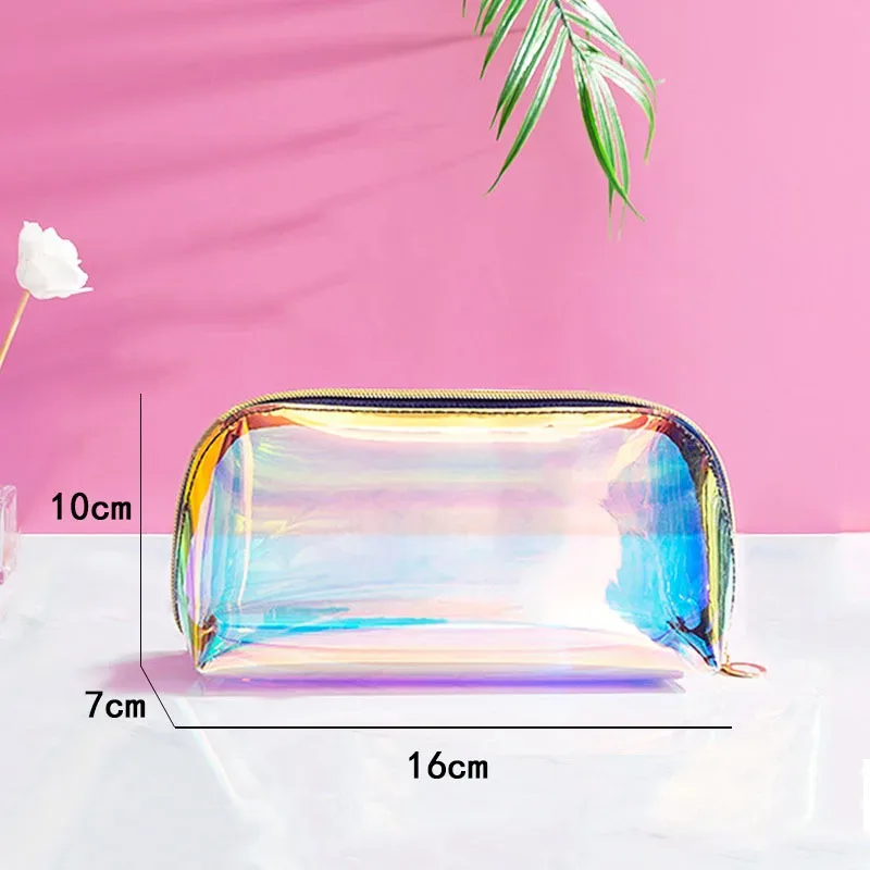 trousse de maquillage transparente en pvc pour femme, trousse de toilette, rangement de voyage étanche, sacs de lavage de beauté, mode chic