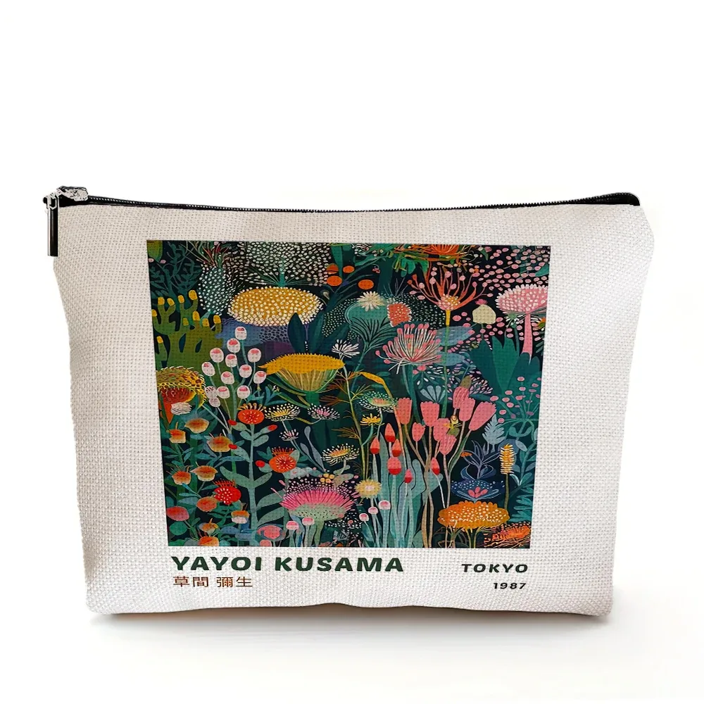 yayoi kusama dame sac à main de mariage sacs de maquillage art japonais fille sac cosmétique double impression femmes organisateur de voyage portefeuille enfant