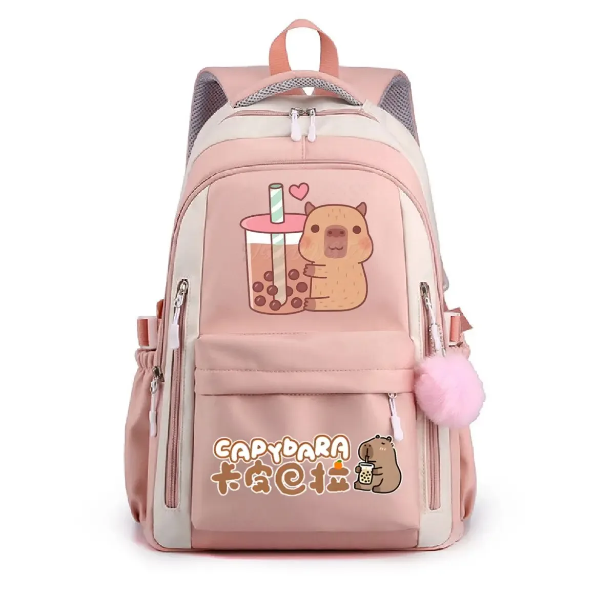 sac à dos d'école pour filles mignon capybara & bubble tea imprimé cartables femmes filles sacs d'école décontractés sac à dos de voyage à la mode