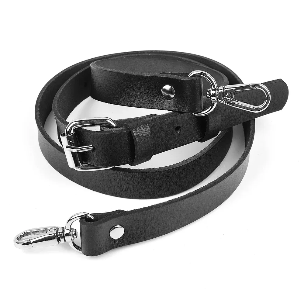 sangle de sac réglable en cuir de vachette de 127 cm de long, noir et brun, largeur 2 cm, pour sac bandoulière, accessoires de remplacement pour sac à main