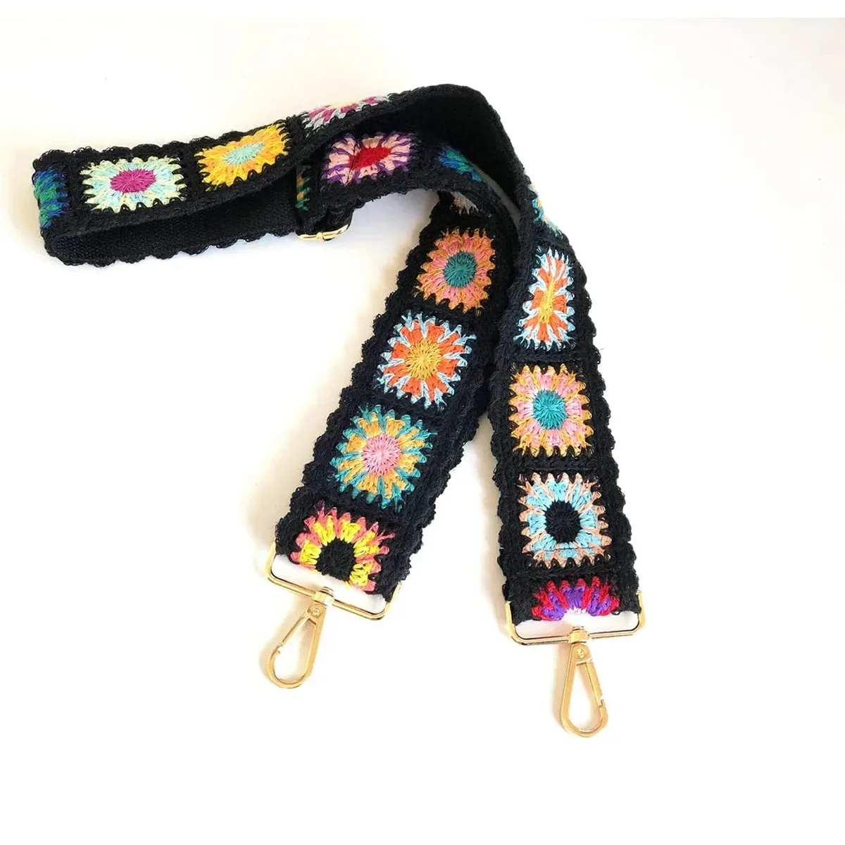 sangle de sac de 5 cm, sangle d'épaule florale au crochet, sangle de remplacement bohème pour sac, sangle large pour sac bandoulière, sangle de sac détachable