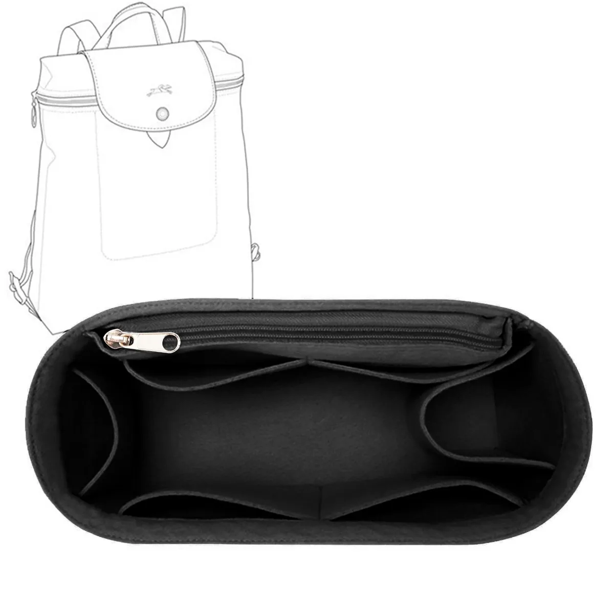 organisateur de sac en feutre avec plusieurs poches, insert pour sac à main et sac à dos, sac de rangement de maquillage de voyage