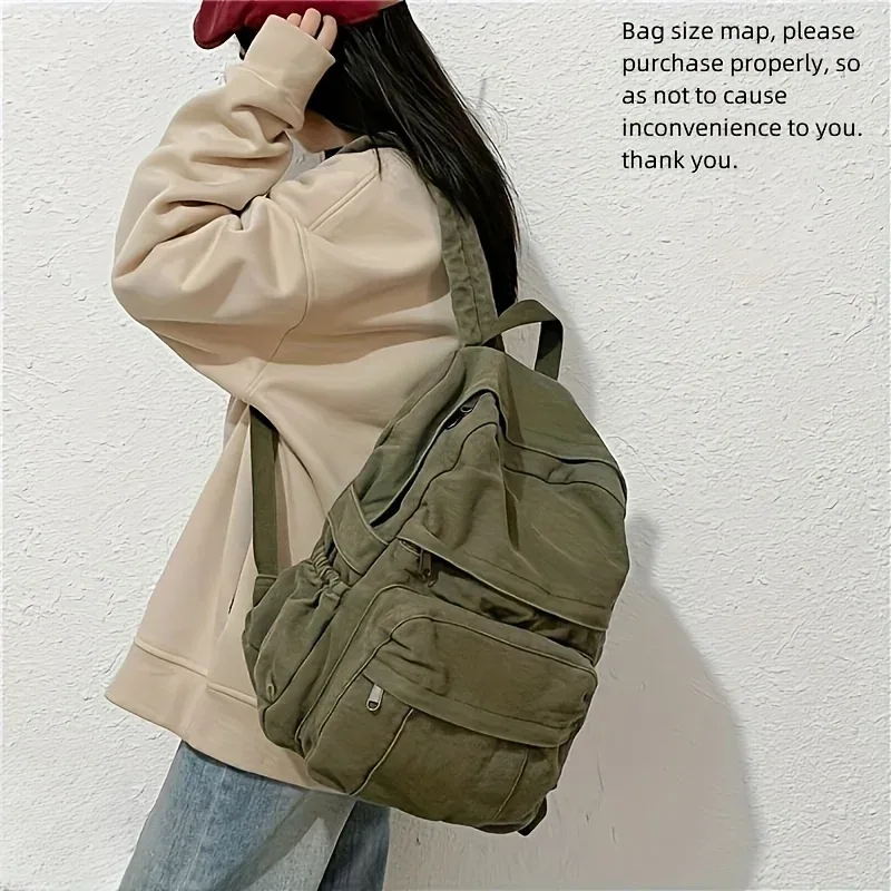 sacs à dos simples vintage, cartable en toile de grande capacité, sacs à dos de voyage à poches multiples, unisexe