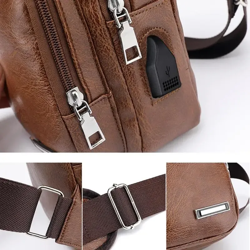 sacs de poitrine à bandoulière en cuir pu pour hommes, sac à bandoulière initié, petit sac à dos