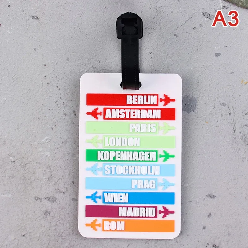 étiquette de bagage en silicone, nom du pays, valise, lettres de mode, porte-adresse, étiquette de bagage, identifiant, accessoires de voyage