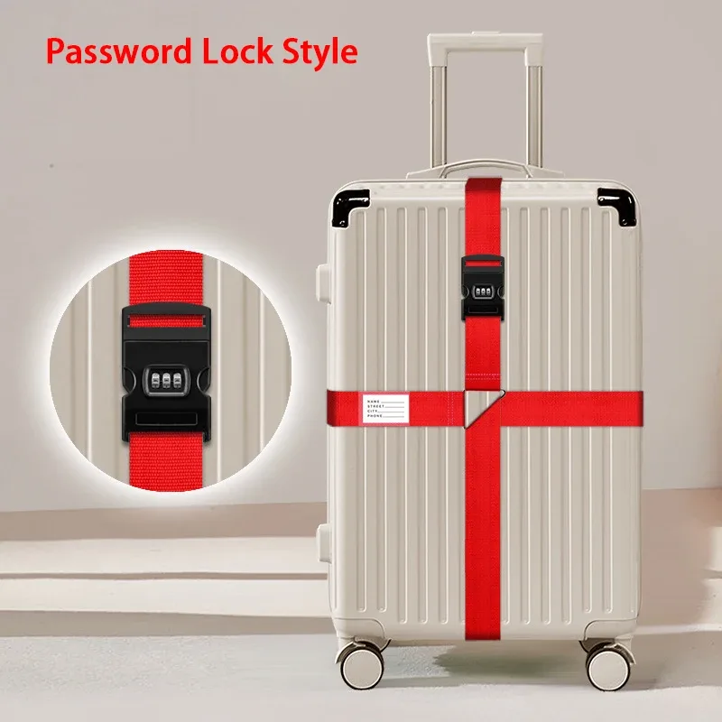 sangles de bagages en nylon avec porte-carte d'identité, réglables, pour l'organisation des bagages, avec serrure à combinaison, accessoires de voyage anti-perte