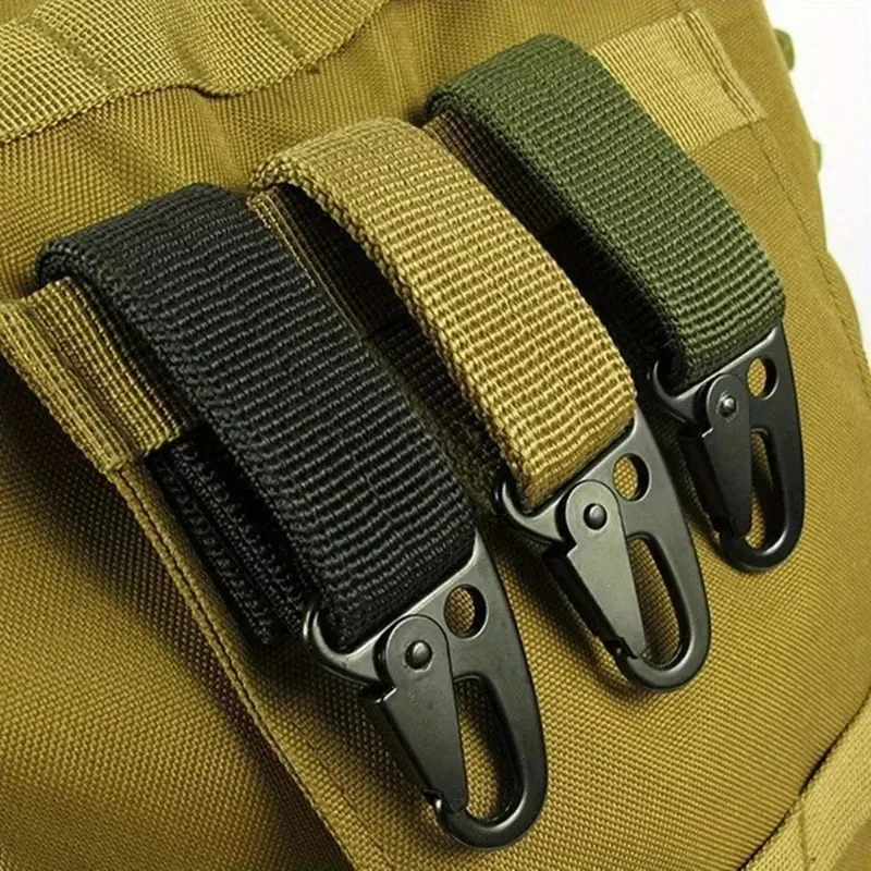 Lot de 3 mousquetons tactiques EDC pour extérieur, porte-clés en sangle de nylon, support de clés, crochet de ceinture pour sac à dos de camping, boucle de suspension, clip multifonction