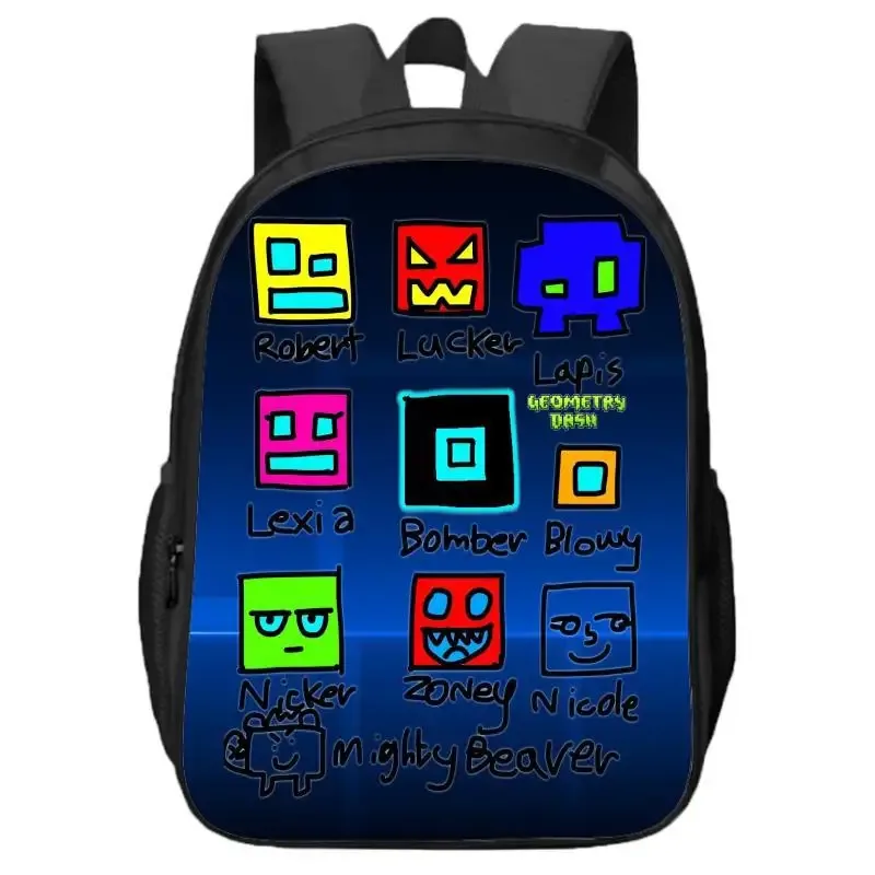 sac à dos double couche geometry dash pour élèves et enfants du primaire et du secondaire
