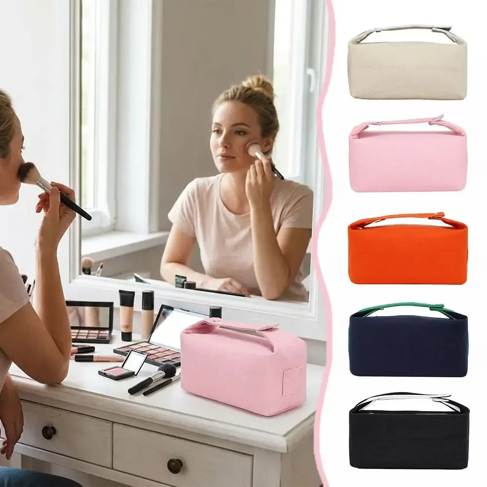 sac de rangement cosmétique grande capacité tendance, trousse de toilette portable en toile, organiseur de maquillage