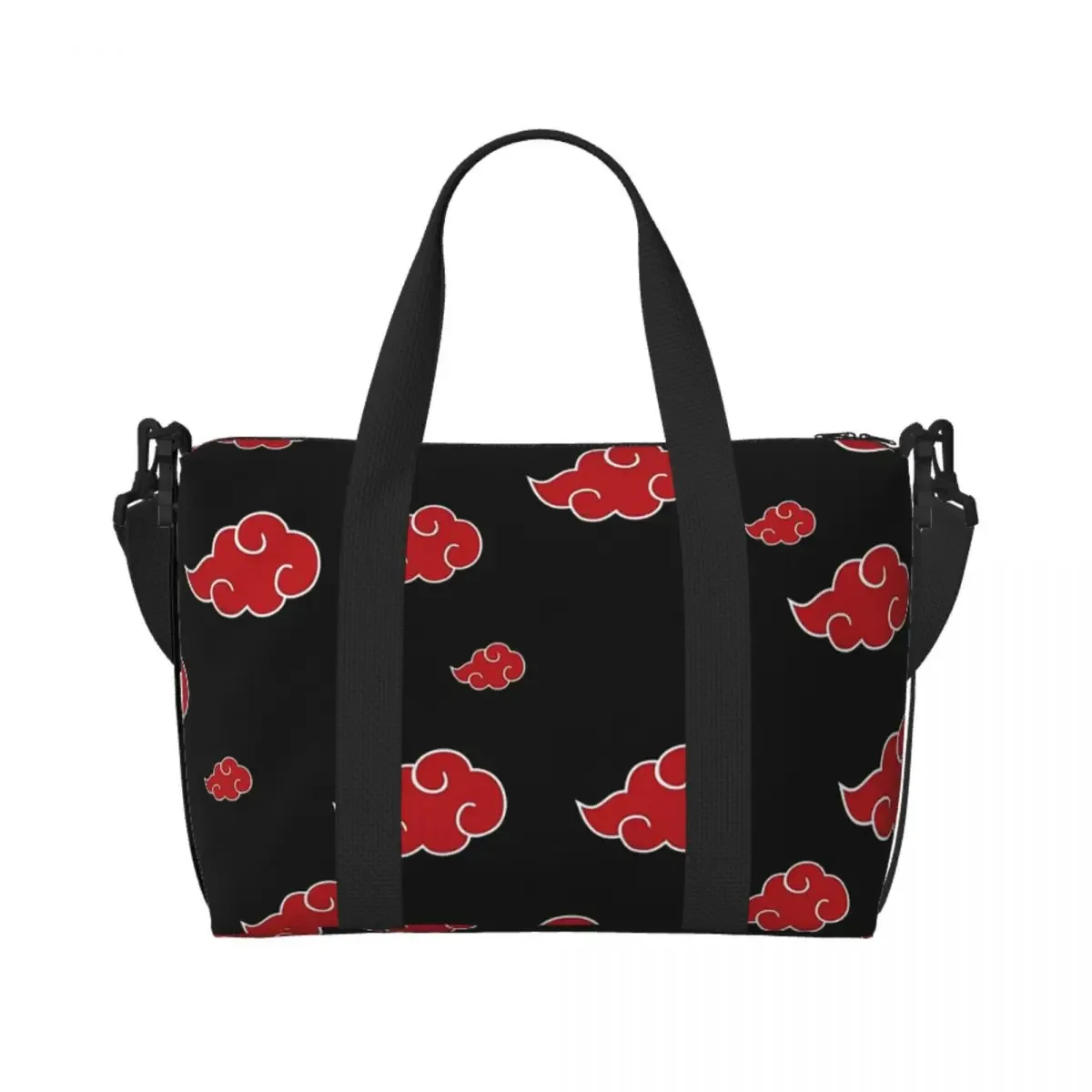 sac de voyage de plage nuage noir et rouge personnalisé, fourre-tout de grande capacité pour salle de sport, sac à bandoulière de shopping pour femmes