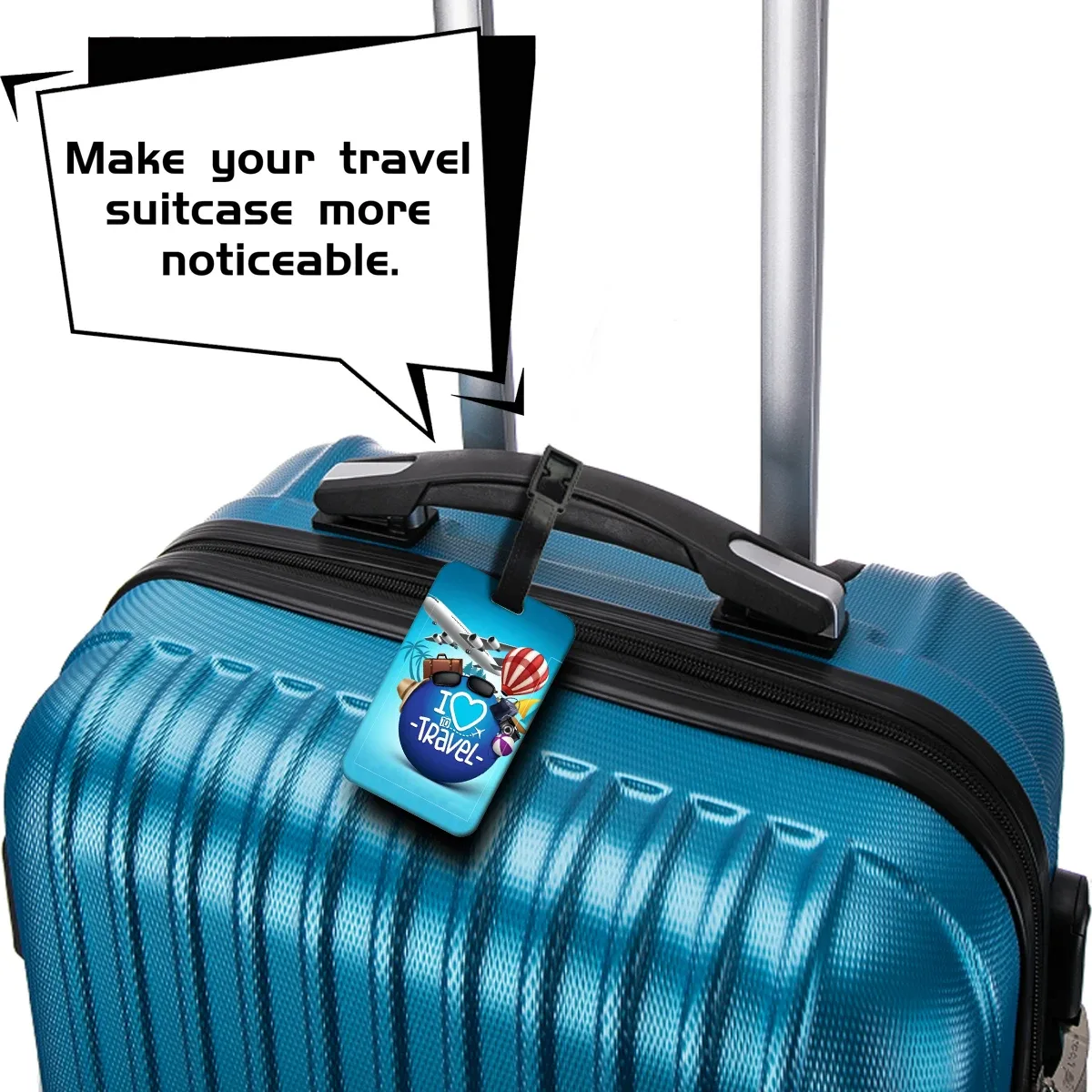 étiquette de bagage let's go travel en abs, porte-adresse créatif pour valise, accessoire d'embarquement portable pour bagages