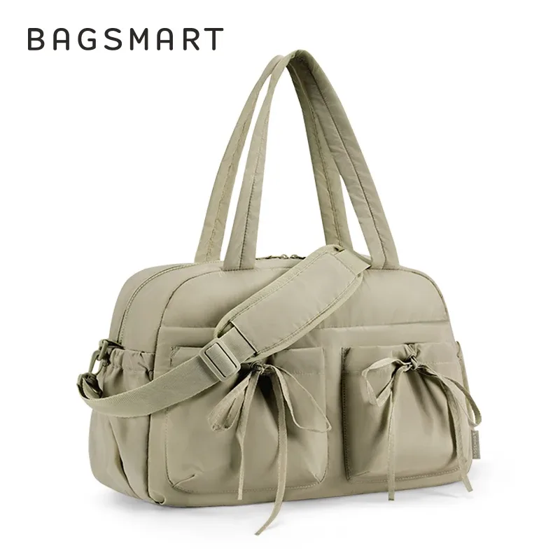 bagsmart boston bag pour femme, sac polochon avec poche humide, sac à bandoulière étanche pour week-end de plage, sacs à main essentiels de voyage