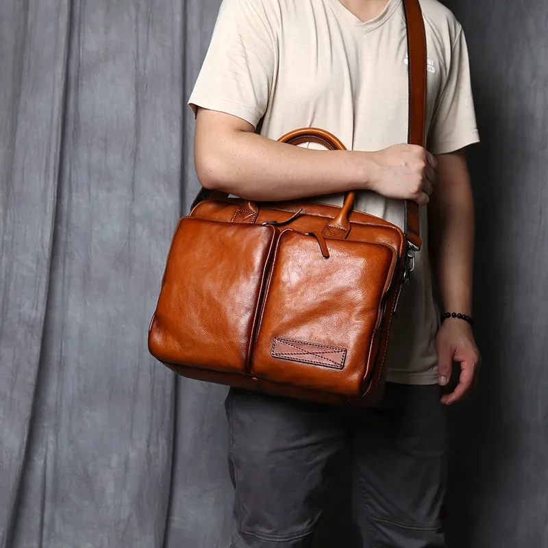 porte-documents en cuir rétro pour hommes, sac à main à couche supérieure en cuir, sacoche à épaule décontractée, sac d'affaires pour ordinateur portable, sac tendance pour hommes, nzpj