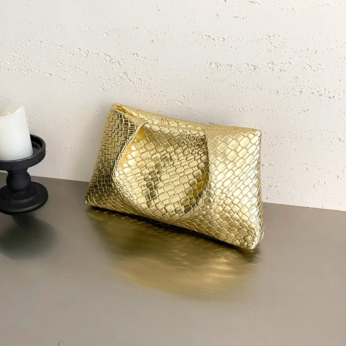 trousse de maquillage en cuir pu avec pochette cosmétique texturée en relief tissé rétro, organisateur de toilette de grande capacité pour femmes
