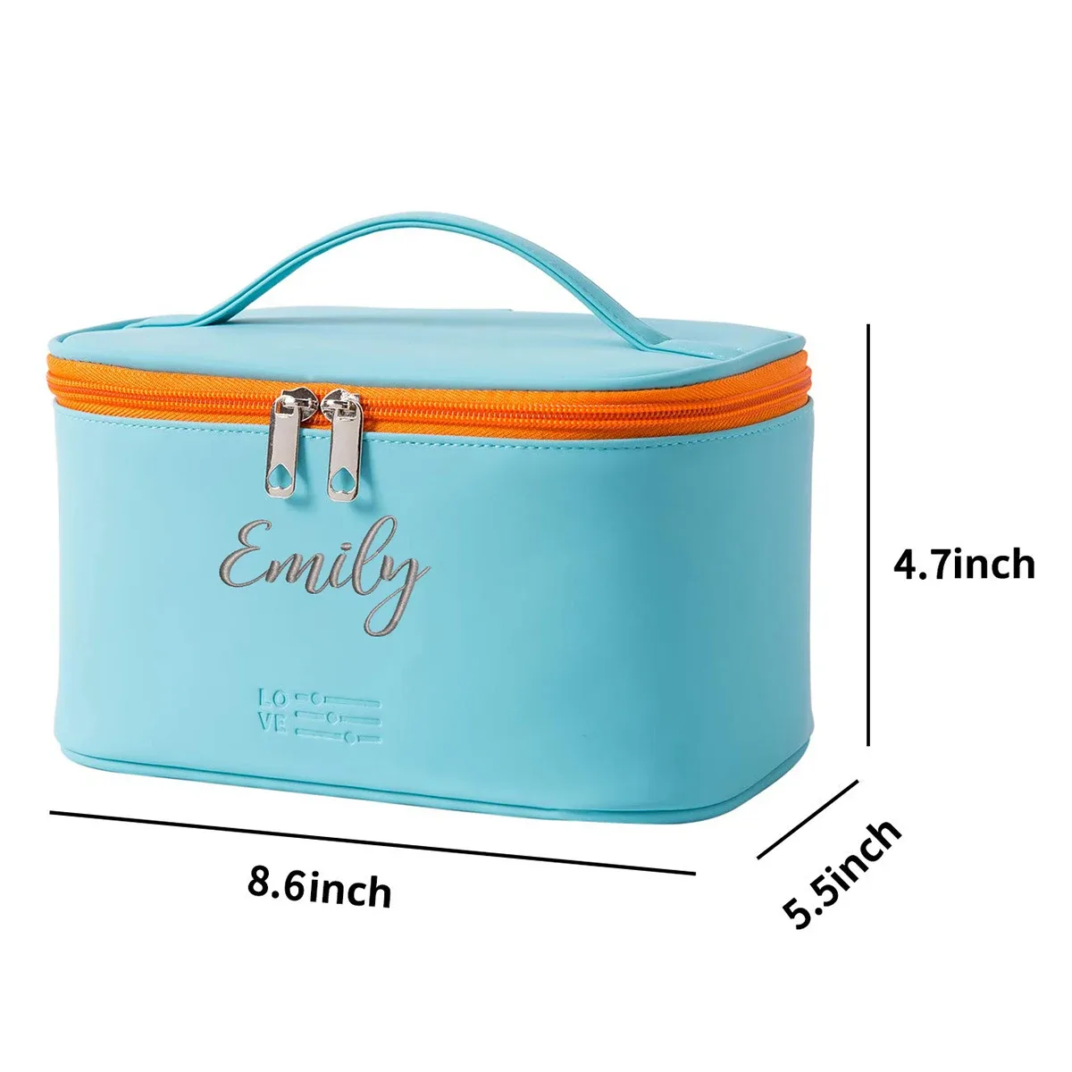 trousse de maquillage personnalisée avec nom brodé, sac cosmétique de voyage portable pour femme, en poudre, cuir pu imperméable, cadeau pour demoiselles d'honneur