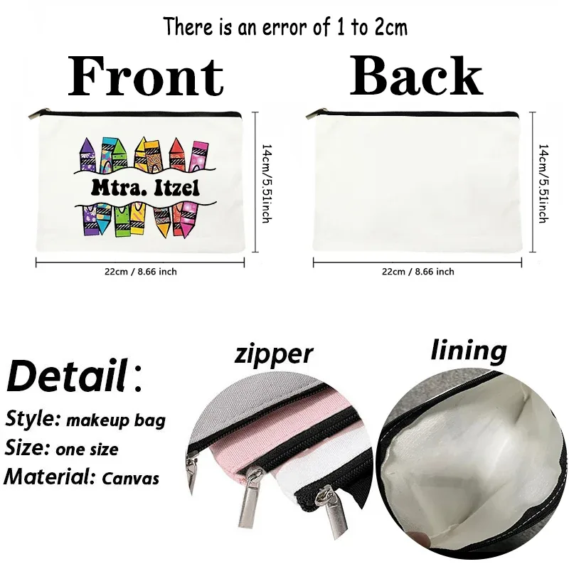 trousse de maquillage personnalisée avec nom de l'enseignant, sac à main pour femme, meilleur cadeau de graduation pour les enseignants, trousse à crayons, cadeau de retour à l'école