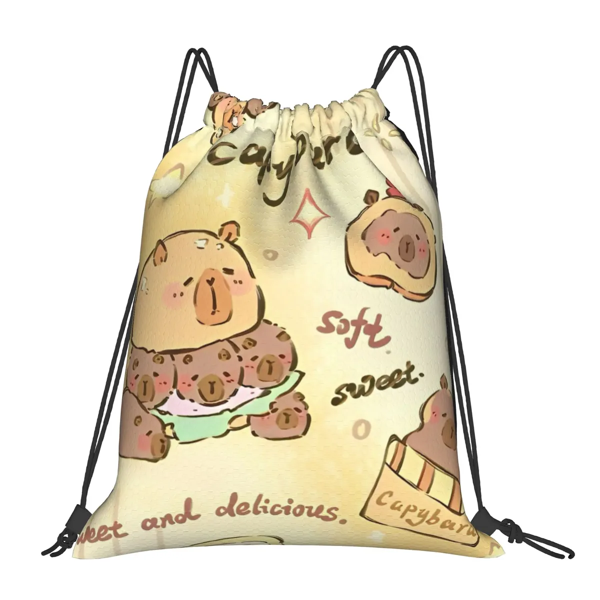 sac à dos à cordon de serrage capybara mignon, sac de sport résistant à l'eau, sac à cordon pour le yoga, 36 cm (largeur) x 43 cm (hauteur)