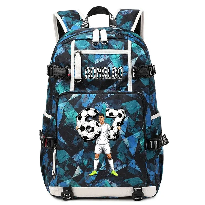 cr7 ronaldo 67 sac à dos imprimé de grande capacité pour étudiants, adolescents, enfants, sac à dos de voyage pour l'école