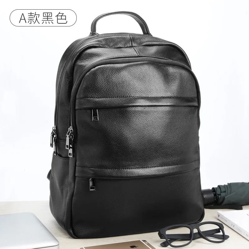 sac à dos en cuir de vachette véritable pour hommes, sac d'école masculin pour ordinateur portable, sacs à dos de loisirs, sac de voyage décontracté, style coréen, haute qualité, 2023
