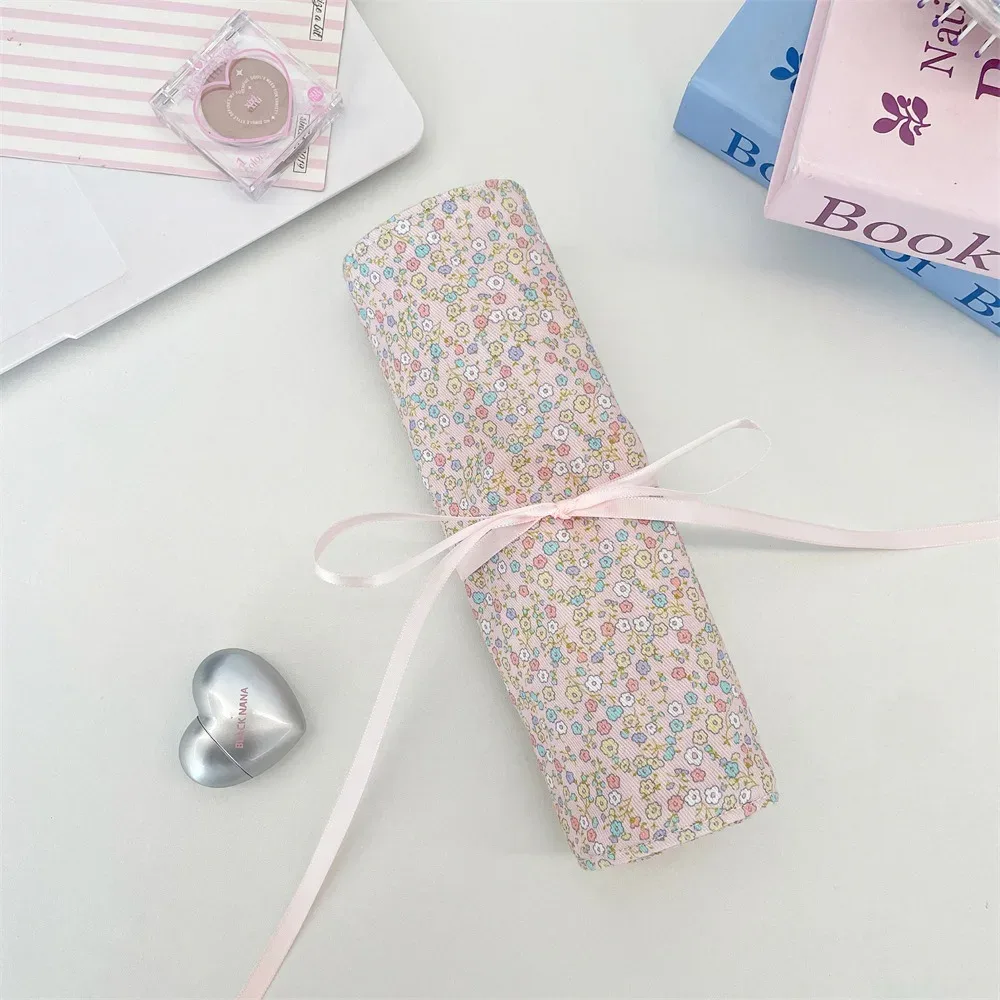 sac de rangement pratique pour pinceaux de maquillage, grande capacité, rose, motif floral, organiseur d'outils de beauté pour la maison