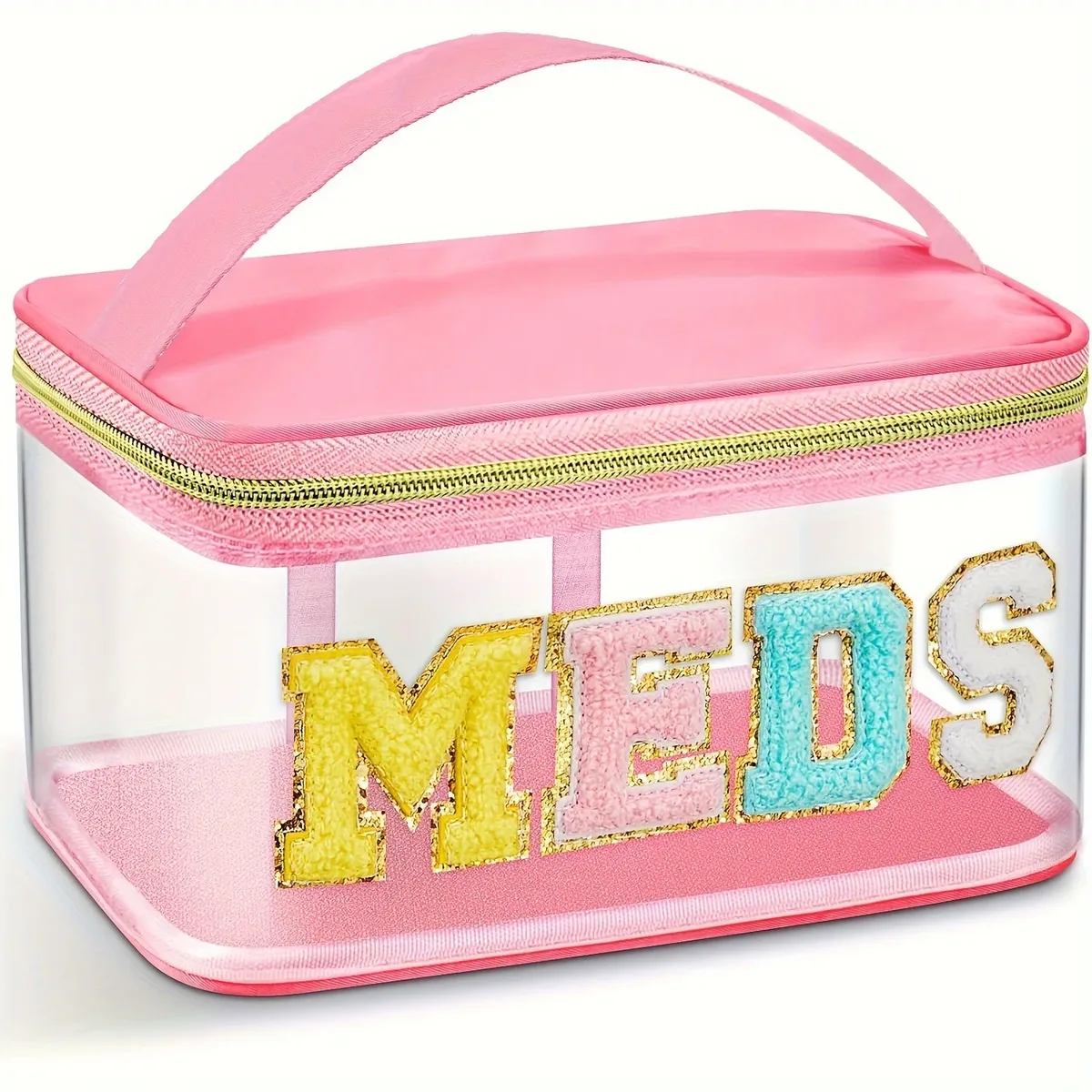 sac de rangement transparent multicolore, trousse de maquillage, sac de rangement de voyage, sac à main portable, trousse de toilette brodée de lettres