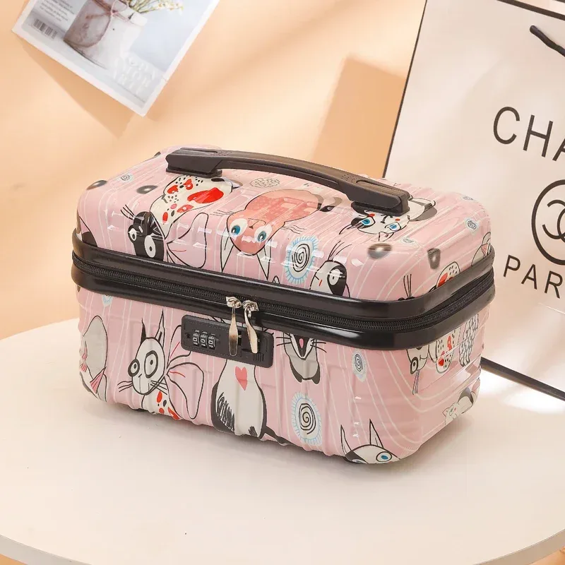 mini sac à cosmétiques portable 16 pouces, boîte à bagages pratique, petite mallette de rangement cadeau, boîte de voyage, protection par mot de passe